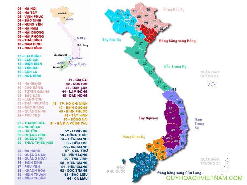 bản đồ hành chính 64 tỉnh thành việt nam